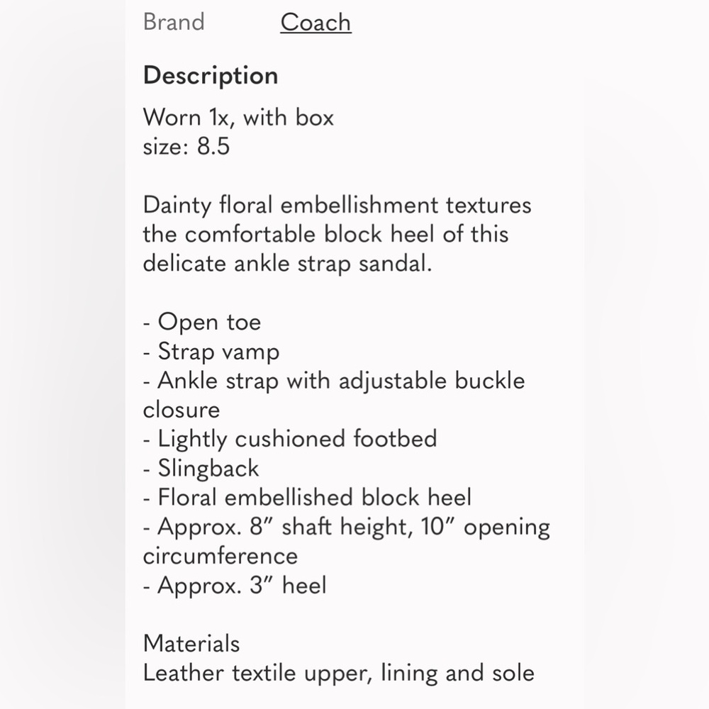 🥀 Coach Tea Rose Black Heels/Sandals - Picture 16 of 16